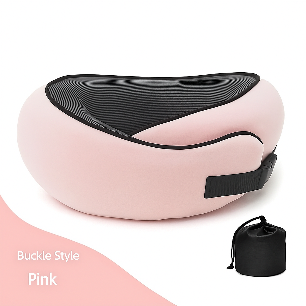 Premium Memory Foam Travel Neck Pillow Ergonomic U Shaped Support For Flights Cars And Office by Wave & Hang