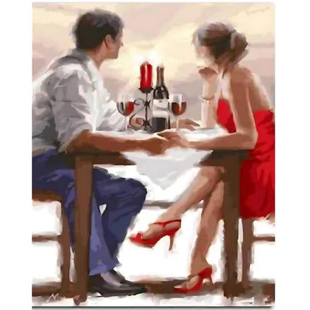 Romantic Digital Oil Painting for Living Room | Elegant Couple Wall Art | Modern Home Decor 40x50cm