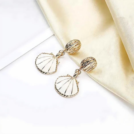 Vintage Ocean Shell Stud Earrings by Wave & Hang