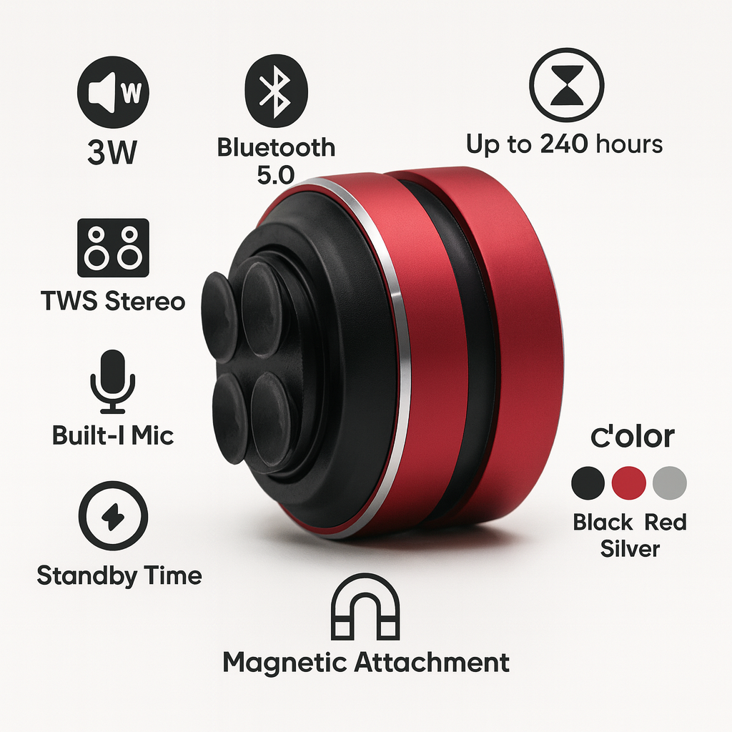 Compact Bone Conduction Bluetooth Speaker – Wireless TWS Stereo with FM & Mic by Wave & Hang
