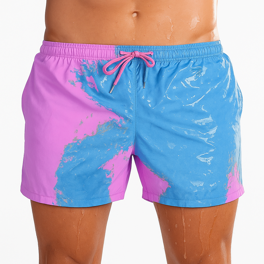 Color-Changing Beach Shorts – Heat & Water Reactive Swimwear by Wave & Hang