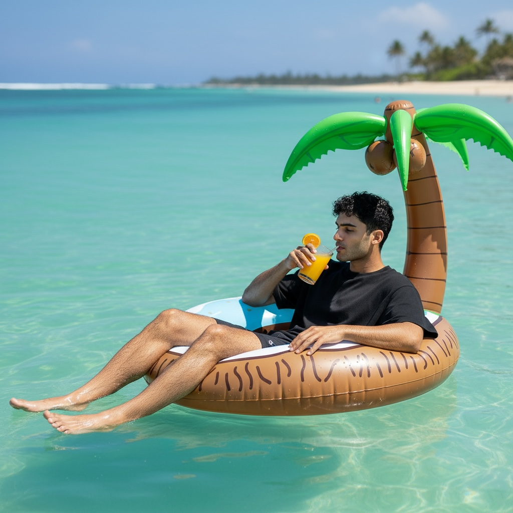 Floatay Extra Large Tropical Palm Tree Pool Float For Adults 48 Inch Coconut Tree Island Lounger by Wave & Hang