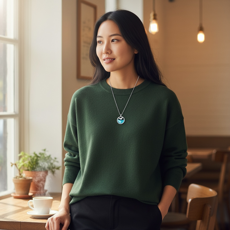 S925 Silver Mermaid Tears Necklace – Ocean Crystal Pendant by Wave & Hang