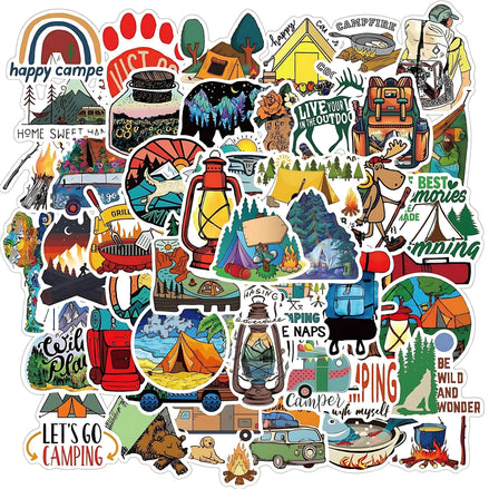 Booppy 50pcs Waterproof Camping Stickers - Aesthetic Adventure Set