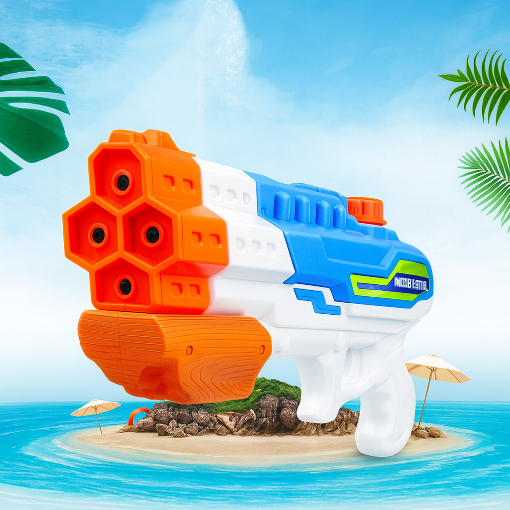 Water Gun Blaster With 4 Nozzles High Pressure Soaker 1150ml Large Capacity For Pool And Beach Fun by Wave & Hang