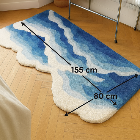 Blue Ocean Wave Bedside Blanket – Soft Coastal Style Rug/Throw