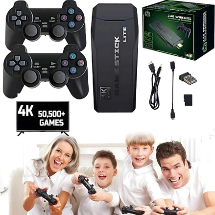 Atlantic 4K GameStick – Plug & Play Retro Gaming Console with 20,000+ Classic Games and Dual Wireless Controllers (32G/64G/128G)