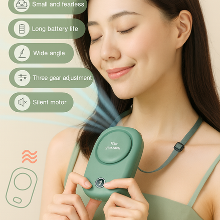 Portable Neck Fan USB Rechargeable Hands Free Mini Cooling Fan 135g Lightweight Ideal by Wave & Hang