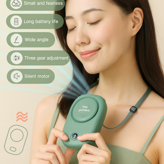 Portable Neck Fan USB Rechargeable Hands Free Mini Cooling Fan 135g Lightweight Ideal by Wave & Hang