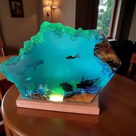 Submarine Cave Diver Decor – Stunning Ocean Art for Adventurers by Wave & Hang