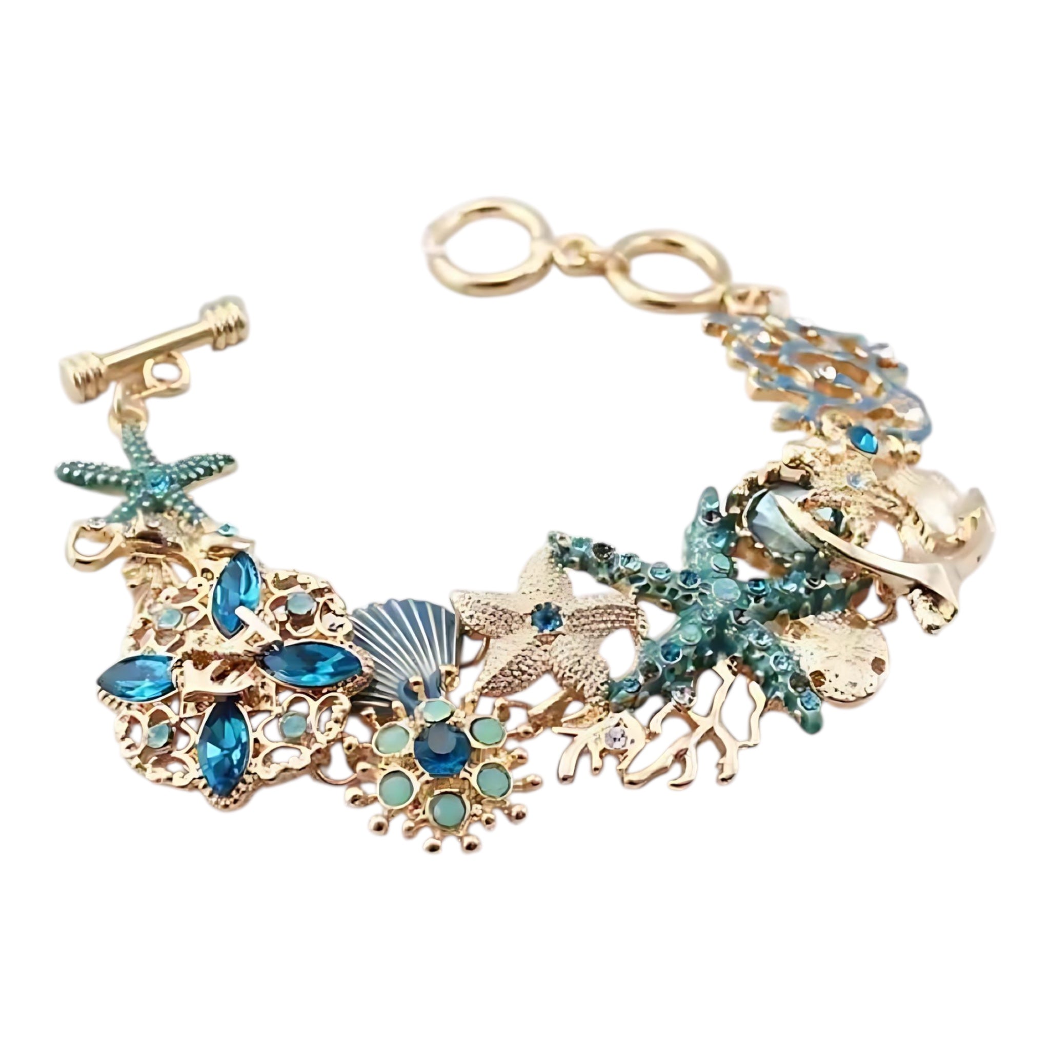 Ocean-Themed Starfish & Anchor Bracelet – 99 Carat Inspired Jewelry by Wave & Hang