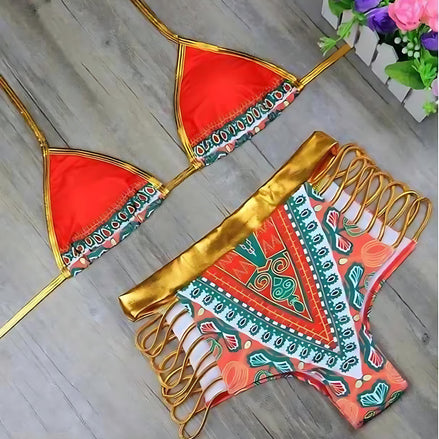 Angelina Print Bikini Set – Colorful Tribal-Inspired Swimwear