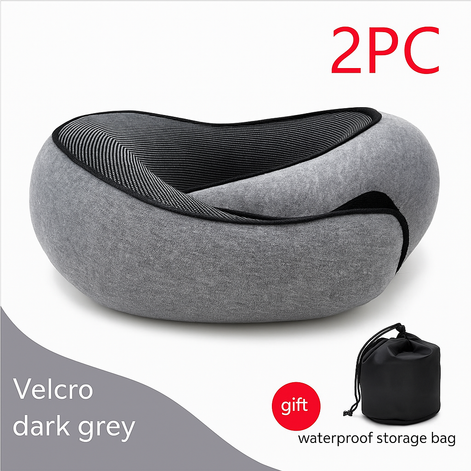 Premium Memory Foam Travel Neck Pillow Ergonomic U Shaped Support For Flights Cars And Office by Wave & Hang