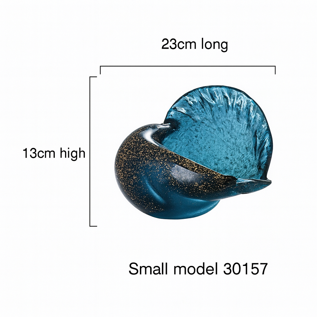 Hand-Blown Glass Conch 🐚 Luxury Ocean Blue Decorative Accent – Coastal Home Elegance