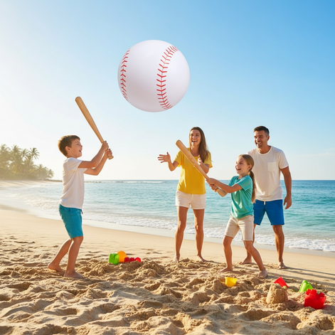 Lewtemi Baseball Beach Set - 3 Inflatable Pieces for Summer Fun