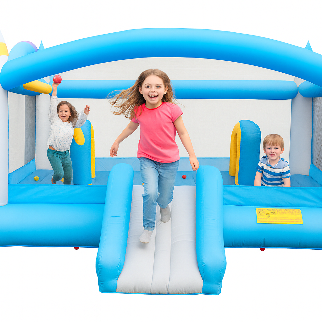 Multifunctional Jump And Slide Kids Inflatable Bouncer With Large 198 X 180 Playhouse And Blower by Wave & Hang