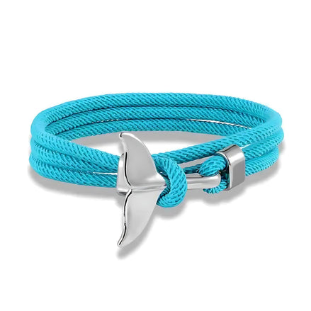 Ocean Whale Tail Anchor Bracelet – Adjustable Nautical Rope Bracelet for Couples & Ocean Lovers