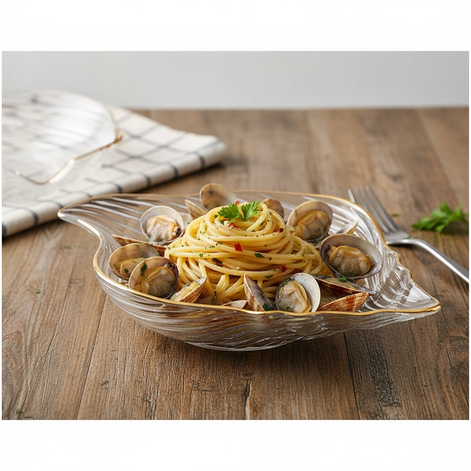 Creative Ocean Dim Sum Plate with Gilt Edging by Wave & Hang