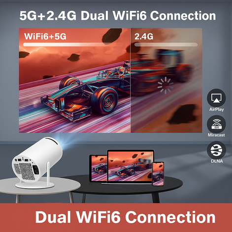 CosyCove 4K Mini Projector Portable WiFi 6 BT5 Android 11 by Wave & Hang
