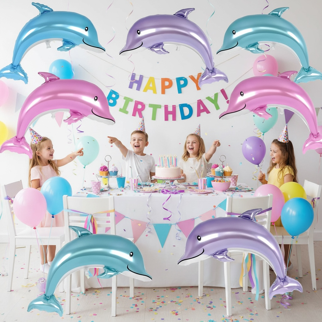 Dolphin Foil Balloons – Epic Ocean Party Decor by SeaLife Fun by Wave & Hang