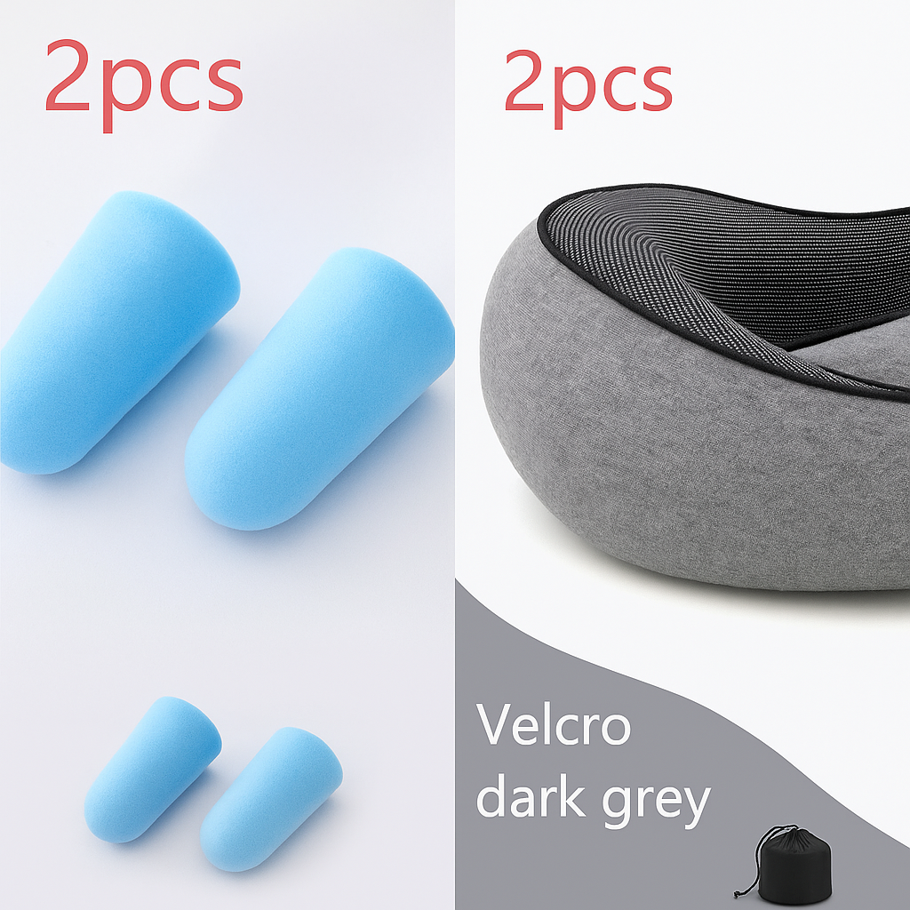 Premium Memory Foam Travel Neck Pillow Ergonomic U Shaped Support For Flights Cars And Office by Wave & Hang