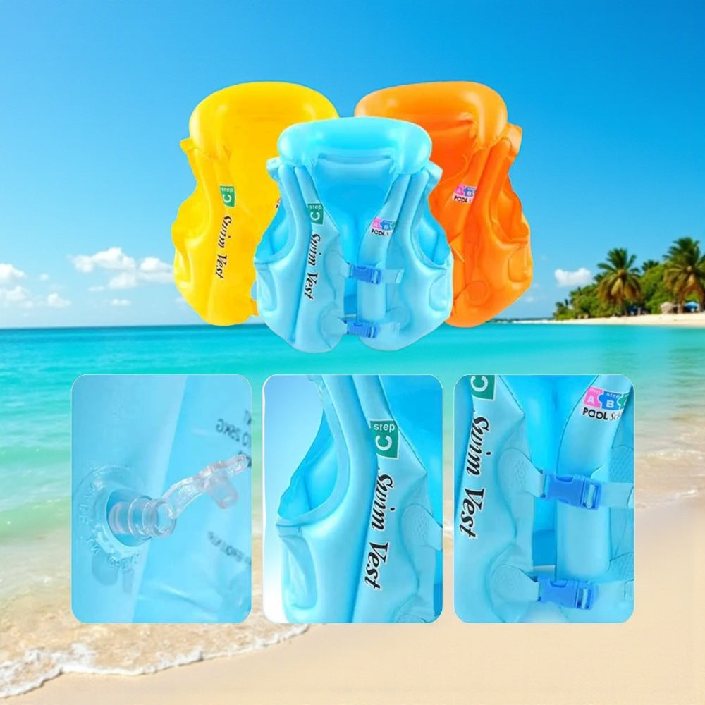 Kids Inflatable Life Jacket - Safe & Fun Swim Vest by AquaGuard by Wave & Hang