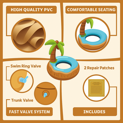 Floatay Extra Large Tropical Palm Tree Pool Float For Adults 48 Inch Coconut Tree Island Lounger by Wave & Hang