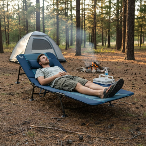 TIMBER RIDGE Camping Cot – Heavy Duty, Supports 600 lbs, Dark Blue