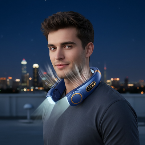 Portable USB Neck Fan – Hands-Free Rechargeable Cooling Device by Wave & Hang