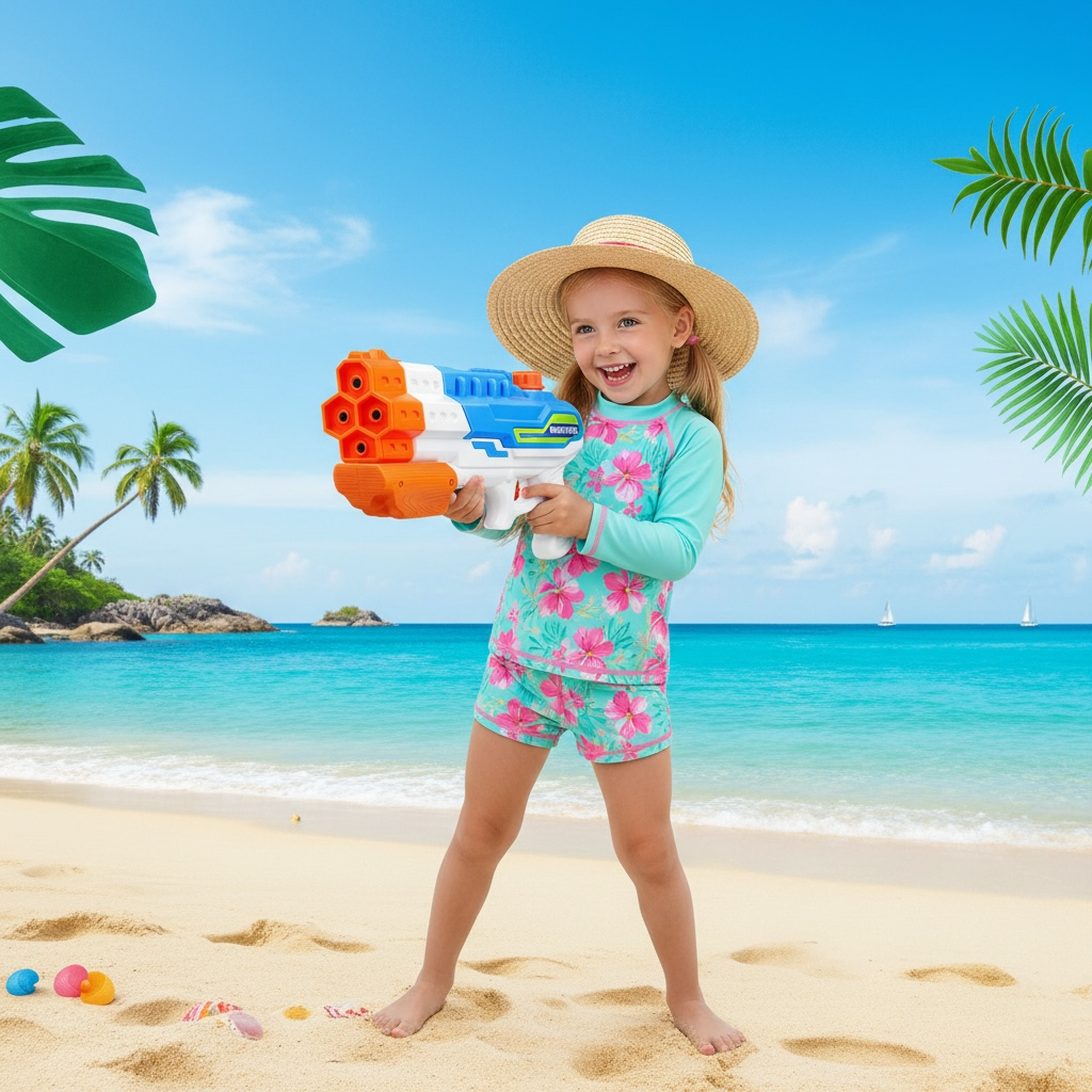 Water Gun Blaster With 4 Nozzles High Pressure Soaker 1150ml Large Capacity For Pool And Beach Fun by Wave & Hang