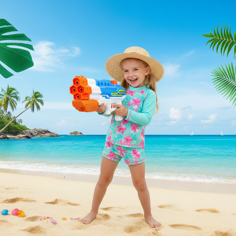 Water Gun Blaster With 4 Nozzles High Pressure Soaker 1150ml Large Capacity For Pool And Beach Fun by Wave & Hang