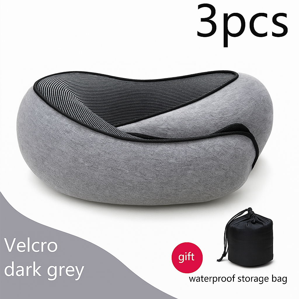 Premium Memory Foam Travel Neck Pillow Ergonomic U Shaped Support For Flights Cars And Office by Wave & Hang