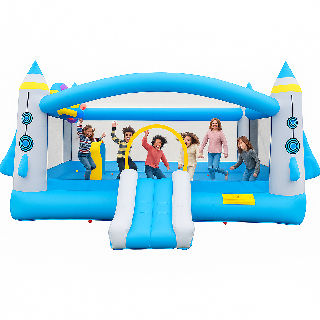 Multifunctional Jump And Slide Kids Inflatable Bouncer With Large 198 X 180 Playhouse And Blower by Wave & Hang