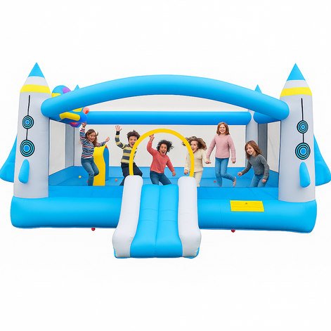 Multifunctional Jump And Slide Kids Inflatable Bouncer With Large 198 X 180 Playhouse And Blower by Wave & Hang