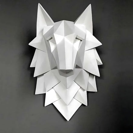 Geometric Wolf Head Wall Decor | Modern 3D Resin Wall Art | Nordic Animal Sculpture for Living Room & Bedroom