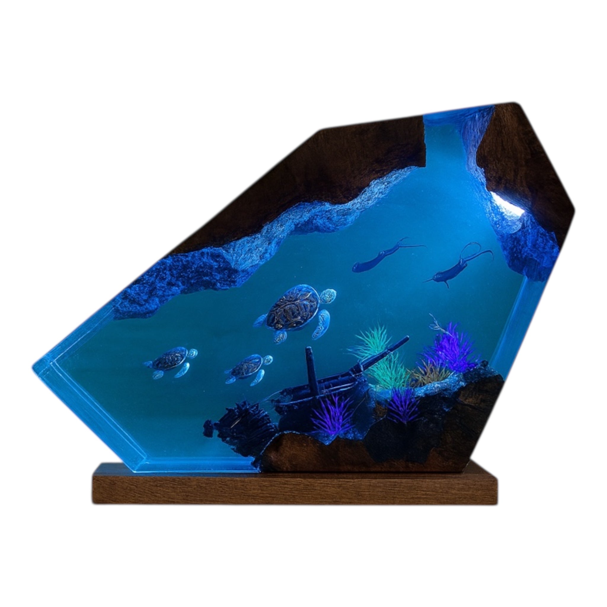 Shipwreck Sea Turtle Ocean Night Lamp – LED Ocean Decor by Wave & Hang