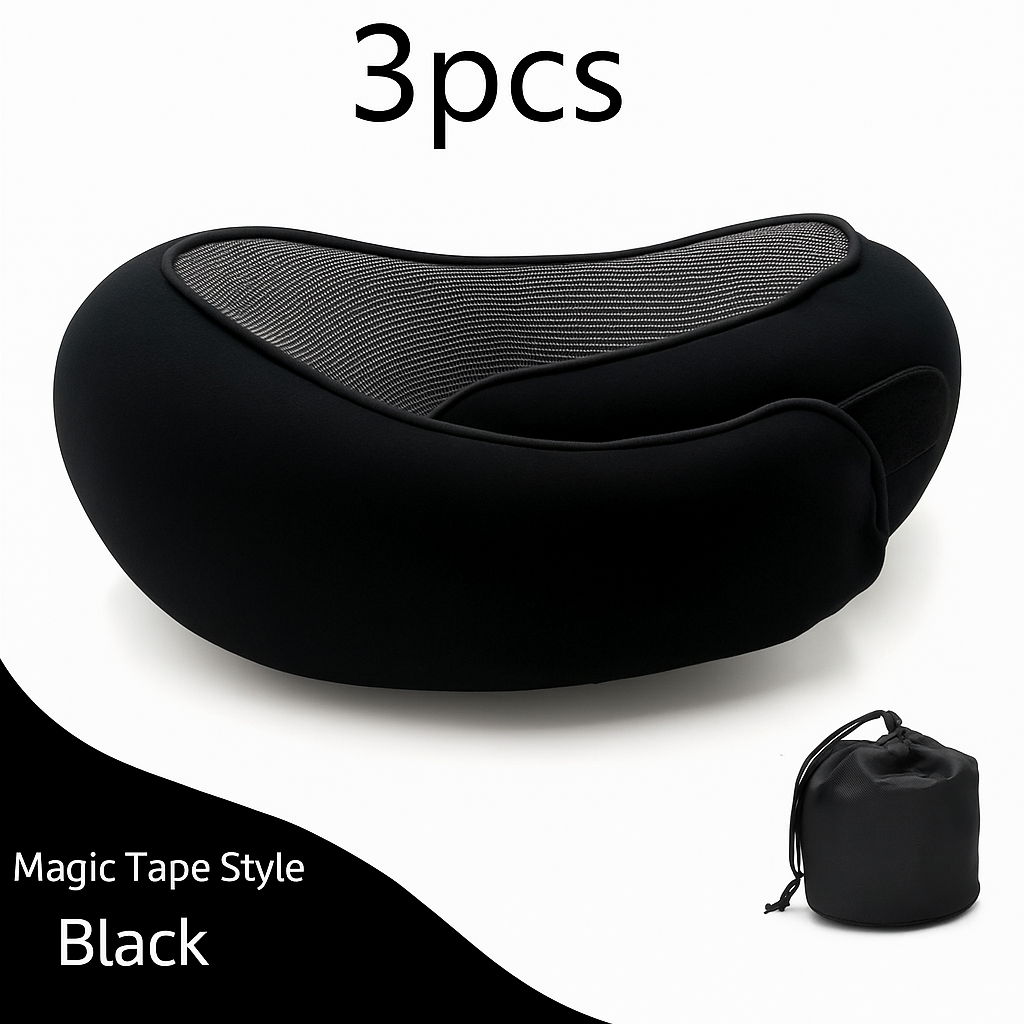 Premium Memory Foam Travel Neck Pillow Ergonomic U Shaped Support For Flights Cars And Office by Wave & Hang