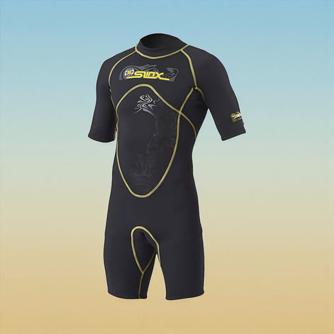 Pro Surf – Men’s Back Zipper Neoprene Wetsuit (Short Sleeve Diving Suit) by Wave & Hang