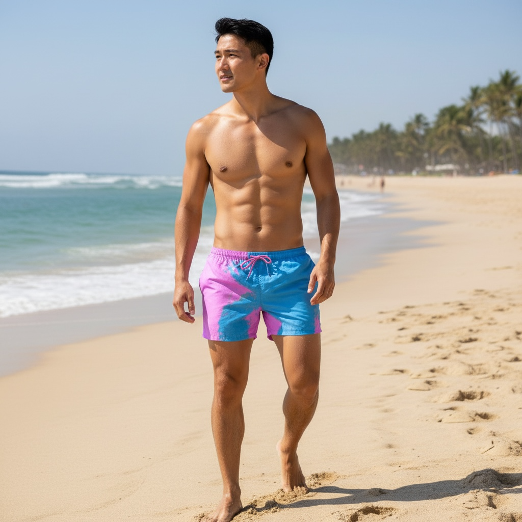 Color-Changing Beach Shorts – Heat & Water Reactive Swimwear by Wave & Hang