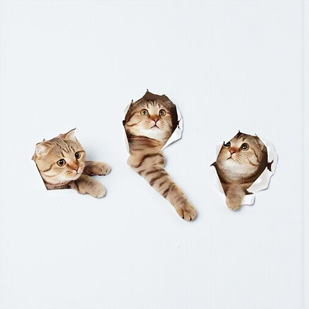 Adorable 3D Cat Wall Stickers | Easy Peel & Stick Decor by Wave & Hang