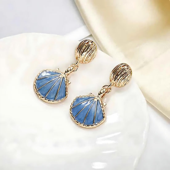 Vintage Ocean Shell Stud Earrings by Wave & Hang