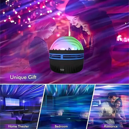 2-in-1 Galaxy & Ocean Wave Projector – LED Northern Lights Star Projector with Remote Control | Mood Light for Bedroom, Parties & Home Decor