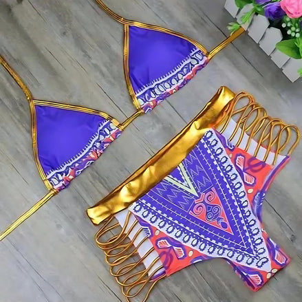 Angelina Print Bikini Set – Colorful Tribal-Inspired Swimwear