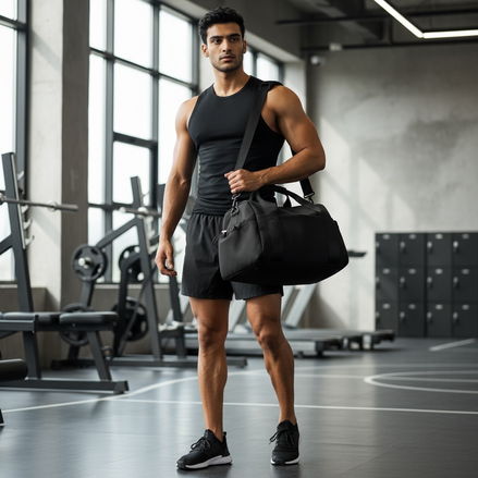 Sports Duffel Bag Lightweight Nylon Water Resistant Shoulder Strap by Wave & Hang