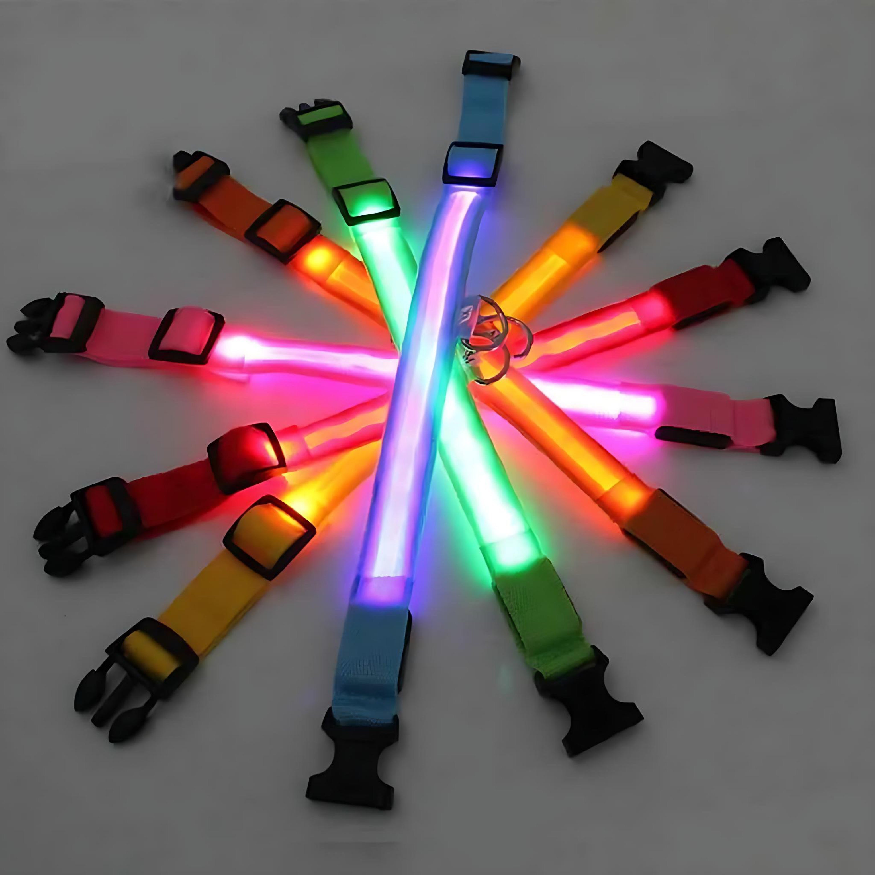 LED Adjustable Dog Collar – Waterproof Blinking Glow Safety Light for Pets by Wave & Hang