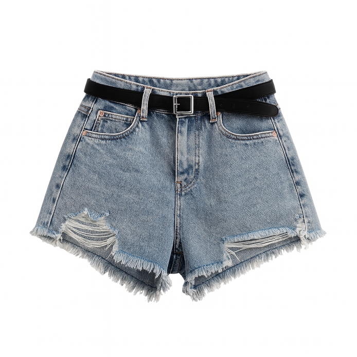 Women’s Distressed Ripped Denim Shorts – Summer High-Waist by Wave & Hang