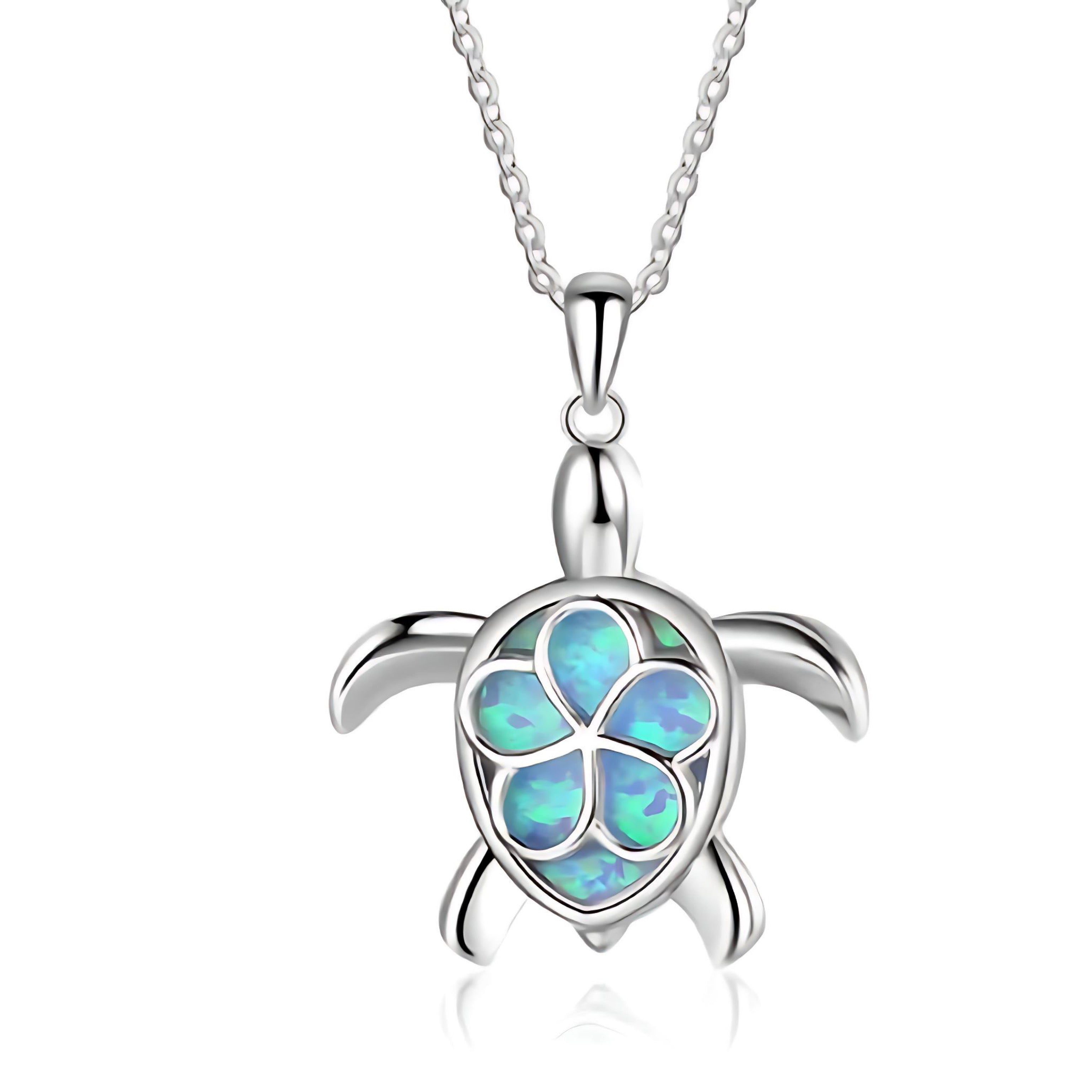 Blue Ocean Turtle Necklace – Elegant Ocean-Inspired Silver Pendant with Adjustable Chain by Wave & Hang