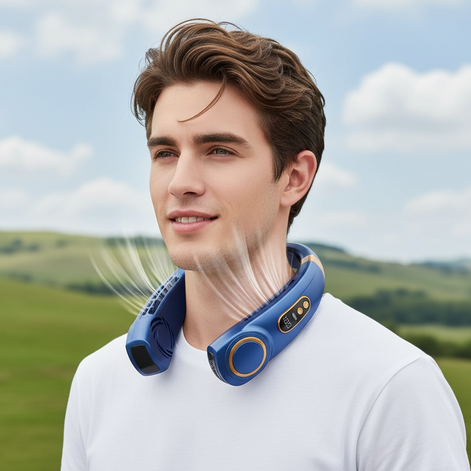 Portable USB Neck Fan – Hands-Free Rechargeable Cooling Device by Wave & Hang