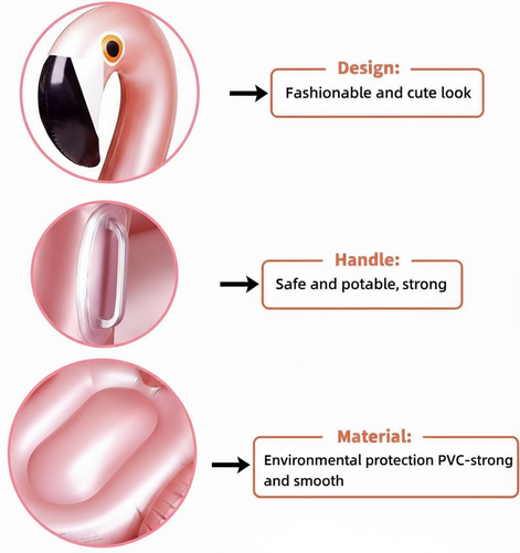 Pink Giant Flamingo Pool Float Heavy Duty Ride On For Adults Kids 43x34 Inches Extra Large by Wave & Hang