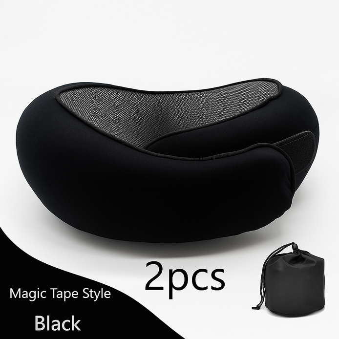 Premium Memory Foam Travel Neck Pillow Ergonomic U Shaped Support For Flights Cars And Office by Wave & Hang